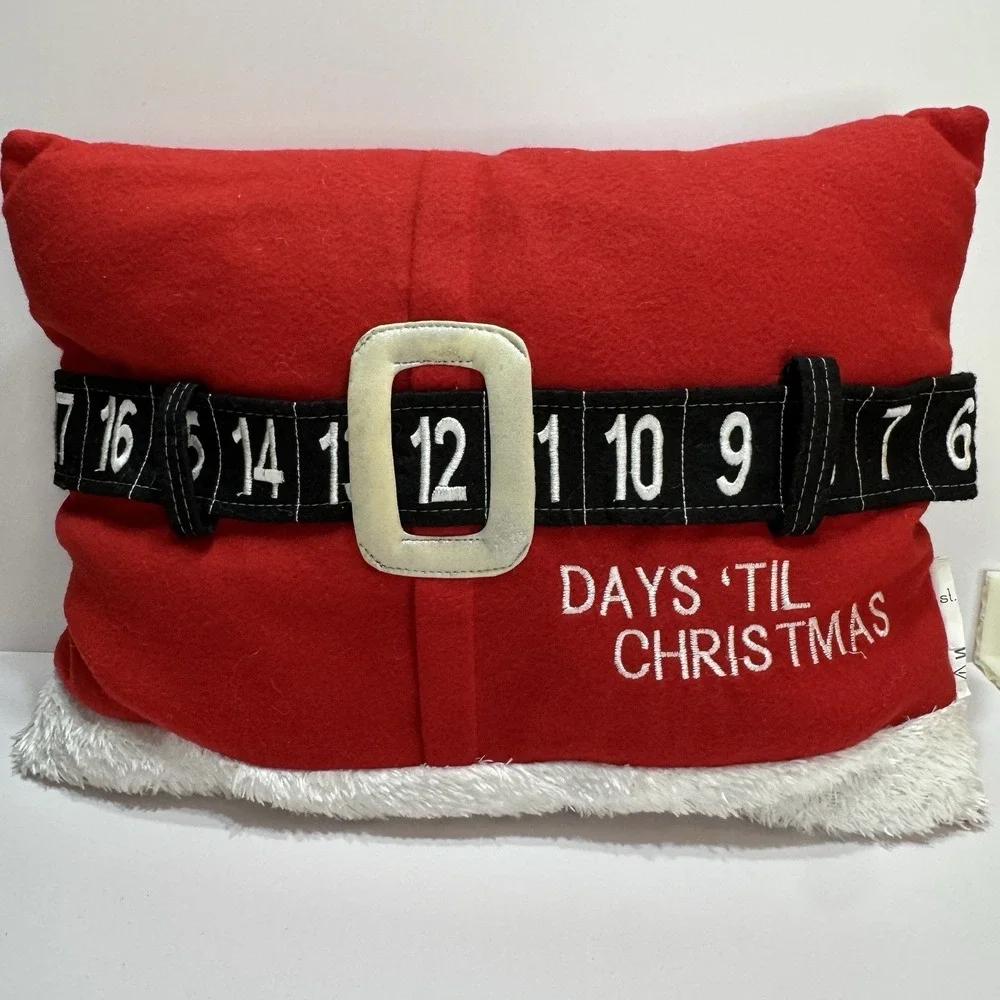 St. Nicholas Square Christmas Countdown Advent Throw Slide Pillow Santa Red
